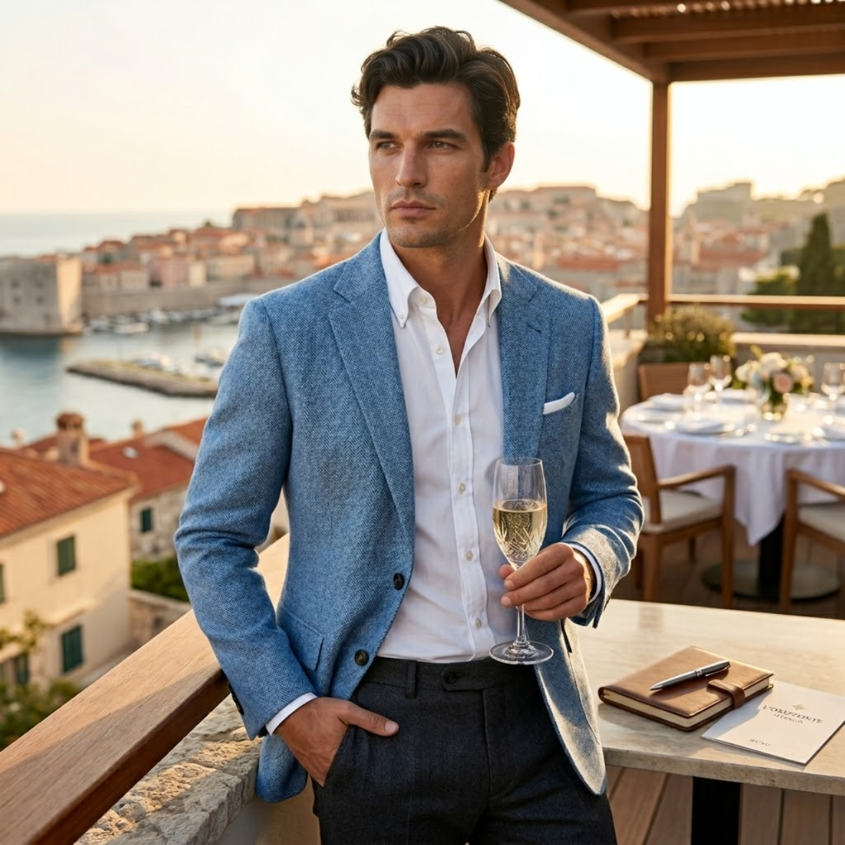 Men’s Slim Fit Linen Blazer Jacket