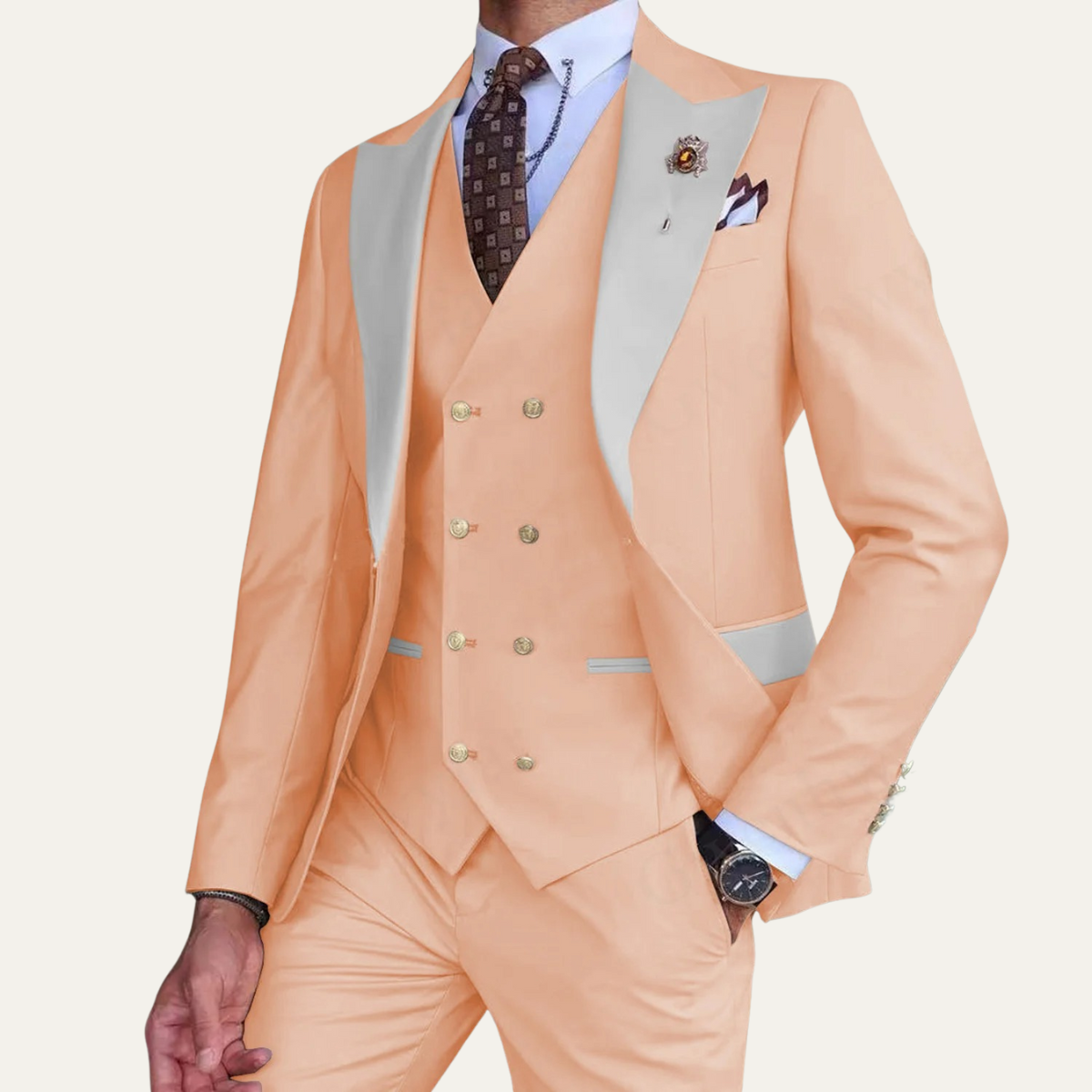 The Mantova Men’s Luxury 3 Piece Suit – Blazer Gilet and Trousers Formal Suit