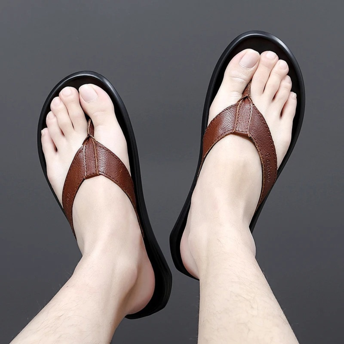 The Brunate Men’s Leather Thongs Summer Flip Flops