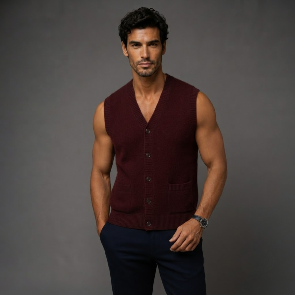 Men’s Smart Casual Button Front Knit Vest