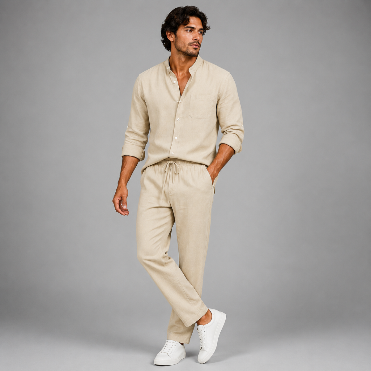 The Asolo Men’s Casual Shirt and Trousers Outfit – Summer Linen Set