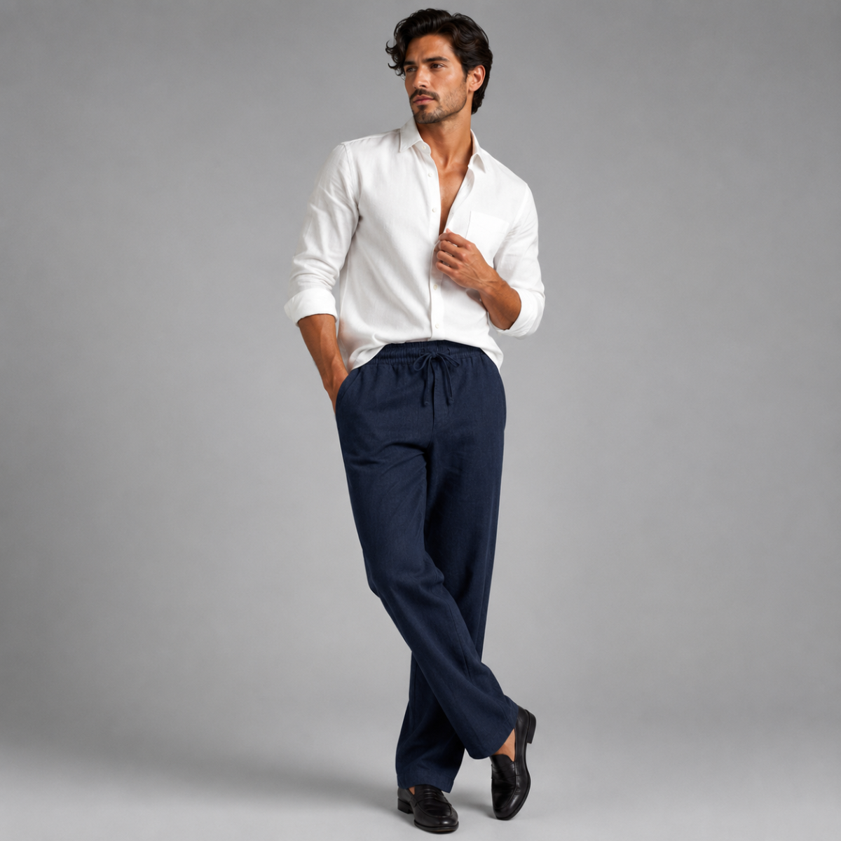 The Riccione Men's Breathable Linen Drawstring Trousers