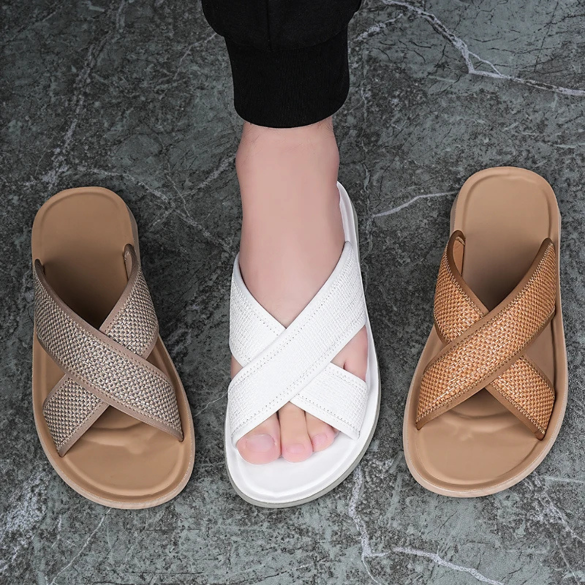The Baveno Men’s Open Toe Slip On Summer Slide Sandals
