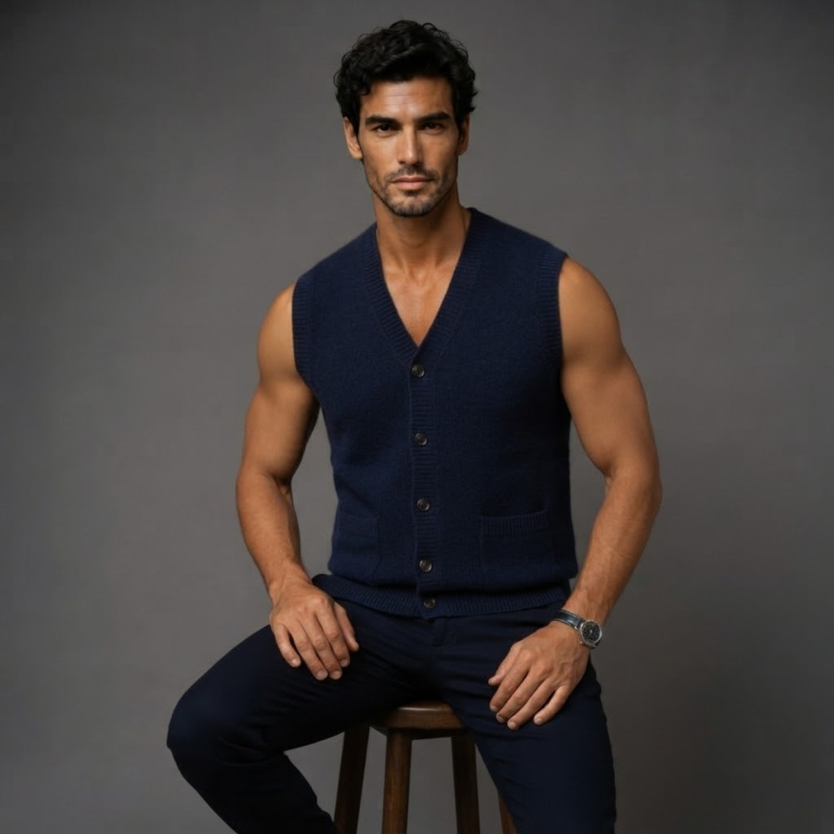 Men’s Smart Casual Button Front Knit Vest