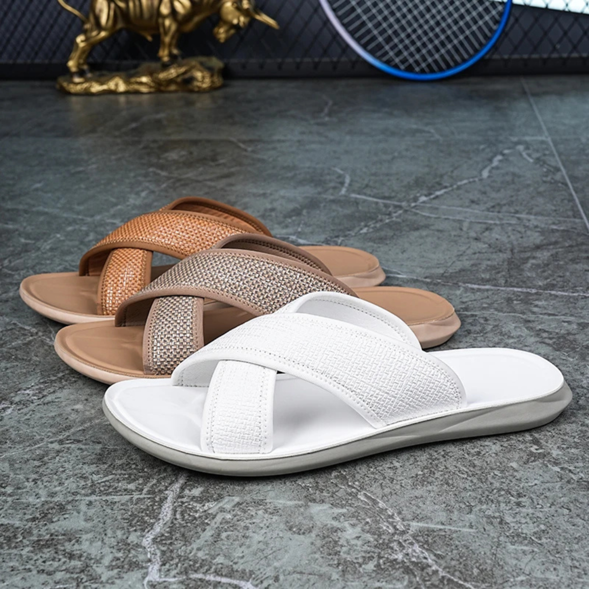 The Baveno Men’s Open Toe Slip On Summer Slide Sandals