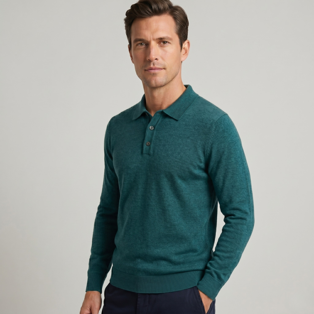 Men’s Merino Wool Knit Smart Casual Polo Jumper