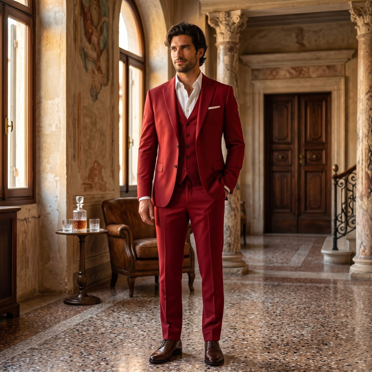 The Pozzuoli Men’s Luxury Suit Set – Blazer Waistcoat Trousers