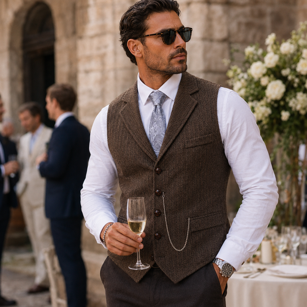 The Glendale Men’s Classic Tailored Tweed Waistcoat Gilet