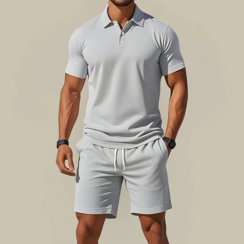The Barolo Men's Premium Polo Shirt and Drawstring Shorts Set