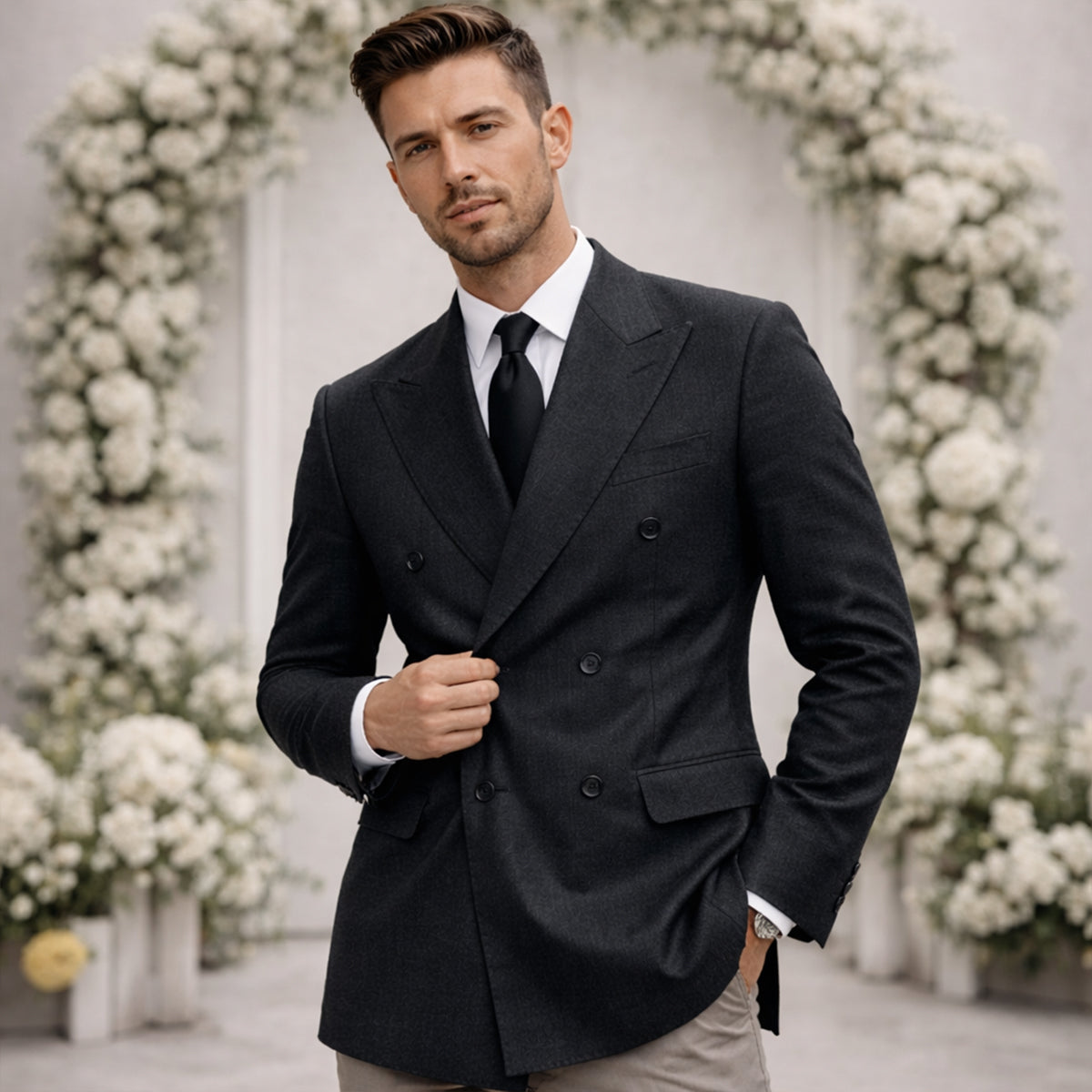 The Castelmola Men’s Elegant Double Breasted Linen Blazer