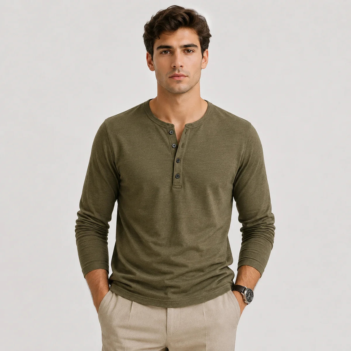 The Palm Beach Men’s Lightweight Long Sleeve Henley Jumpers