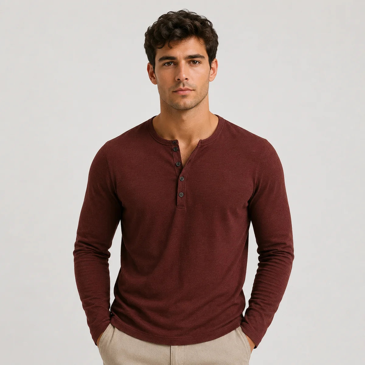 The Palm Beach Men’s Lightweight Long Sleeve Henley Jumpers