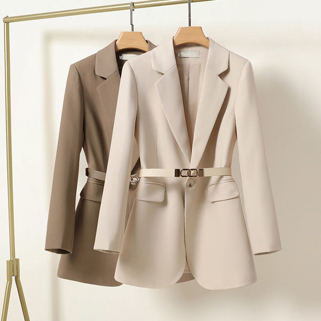 Women's Long Blazer with Fabric Belt