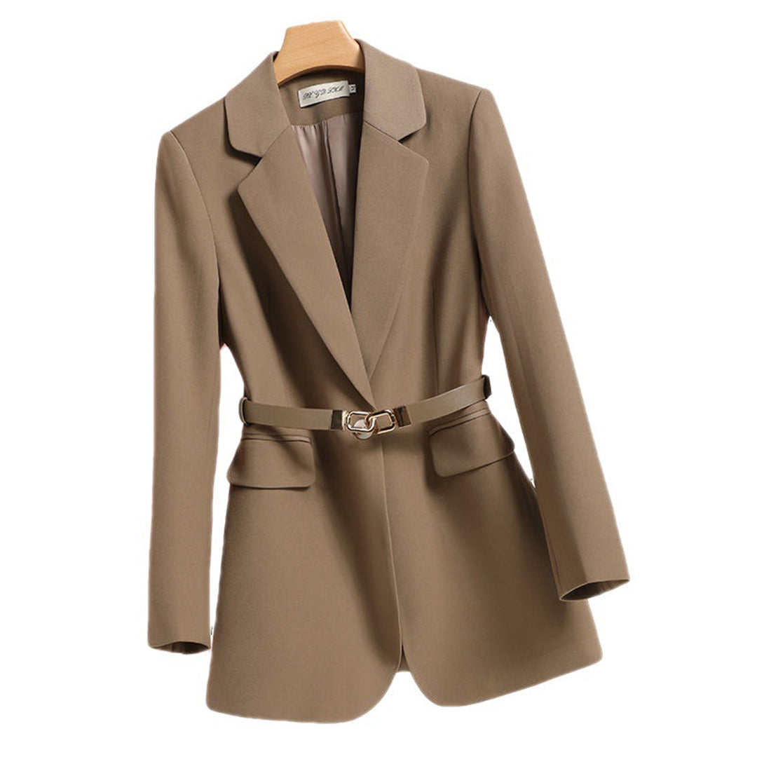 Women's Long Blazer with Fabric Belt