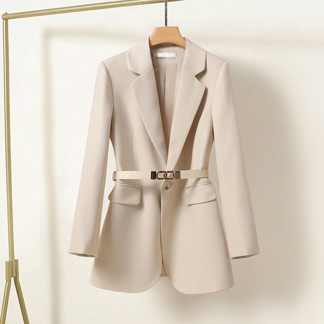 Women's Long Blazer with Fabric Belt
