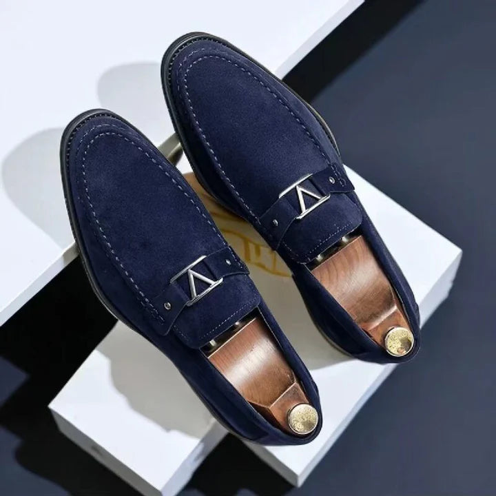 The Toscana Men's Suede Metal Buckle Loafers