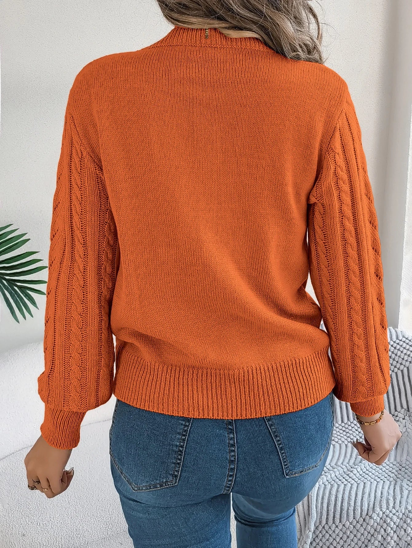 Women's Open Knit Round Neck Top