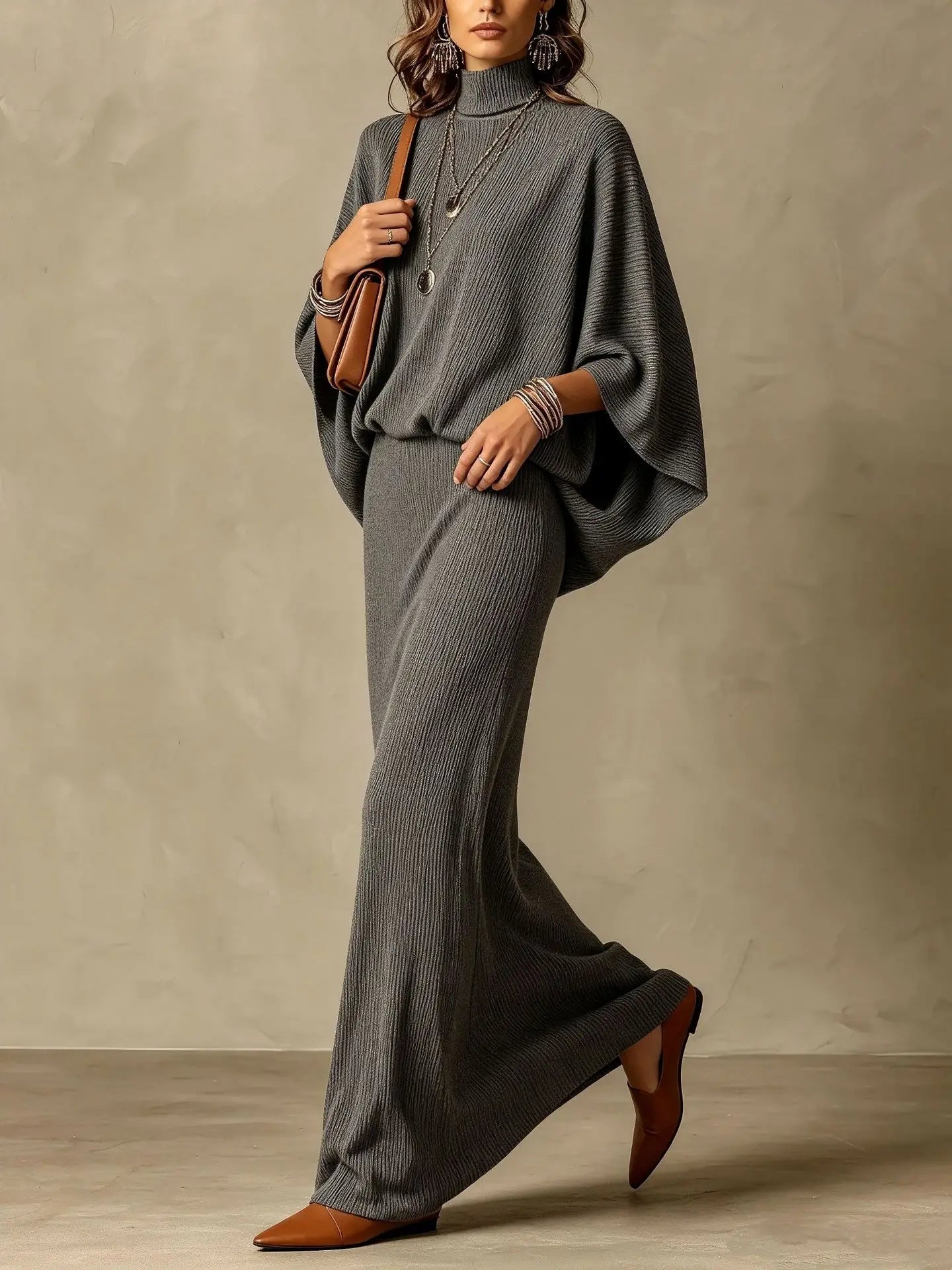 Women's Ribbed Knit Skirt Set
