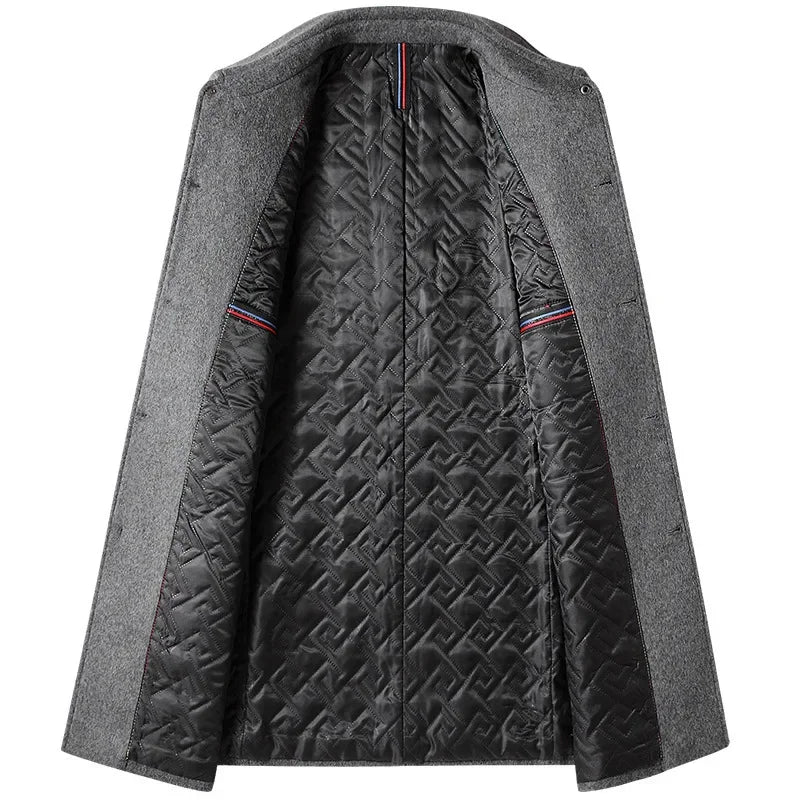 Men's Long Wool Overcoat – Single Breasted
