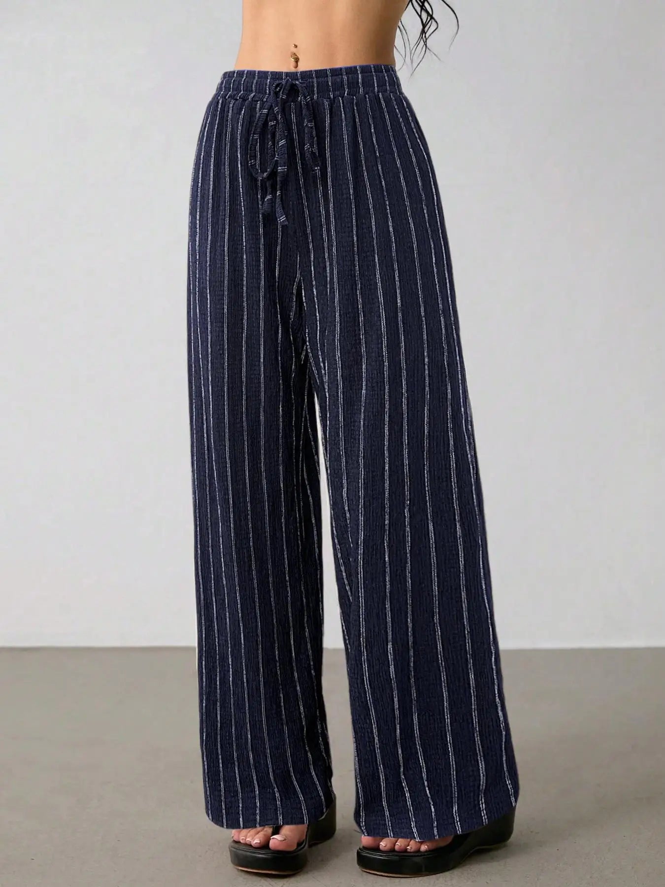 Women's Belted Striped Trousers