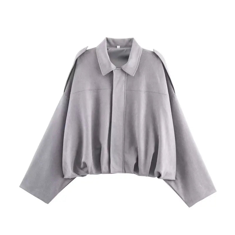 Women's Batwing Suede Texture Coat