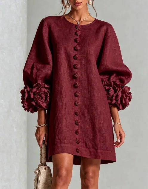 Women's Linen Blend Mini Dress