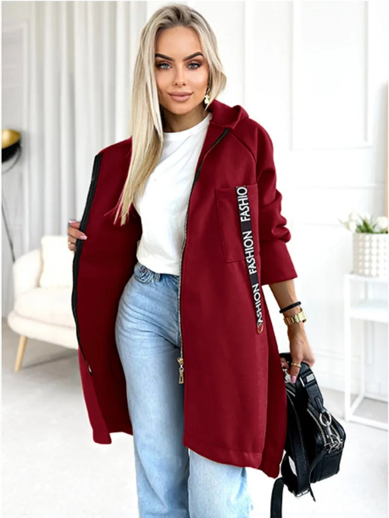 Women's Long Fleece Zip Coat