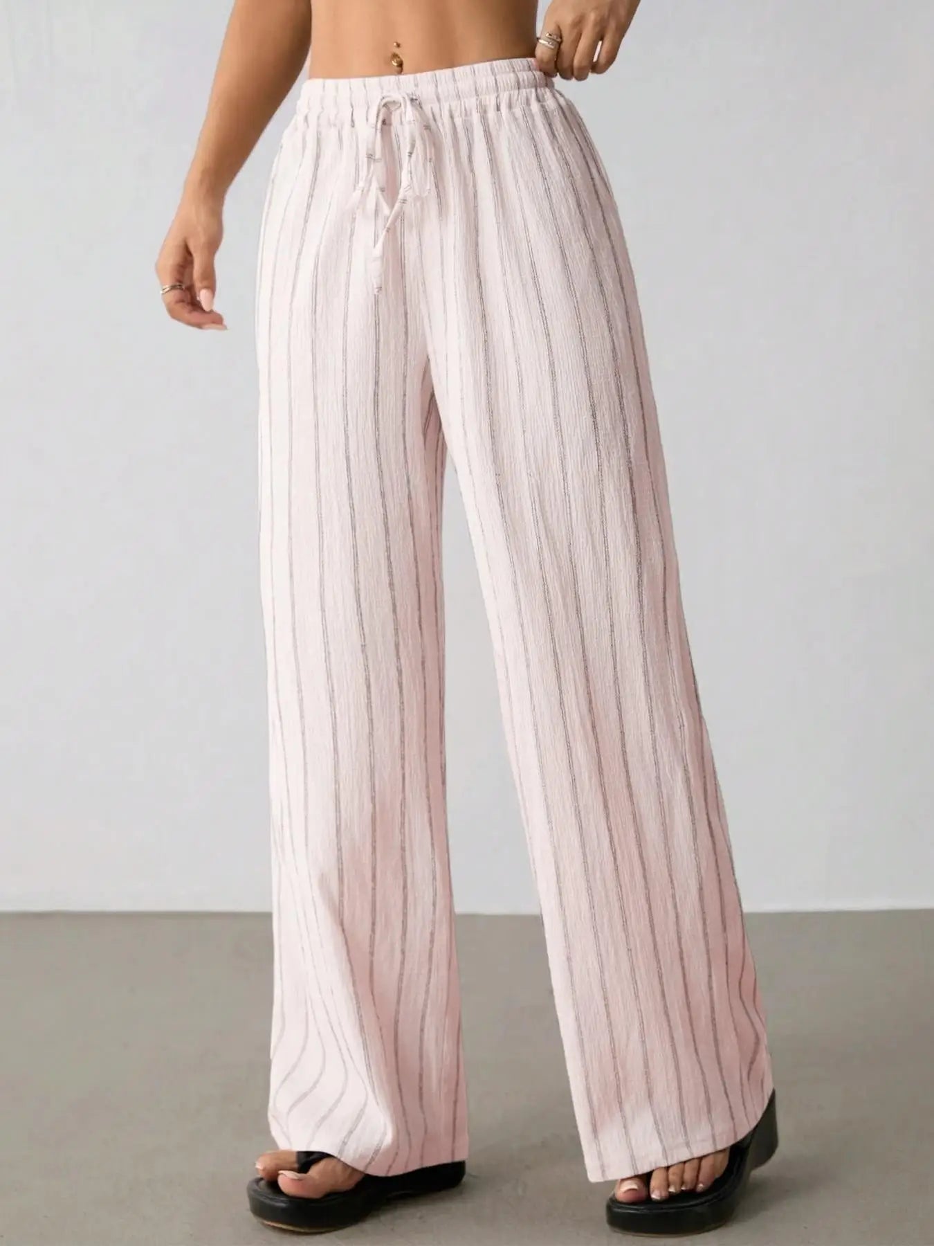 Women's Belted Striped Trousers