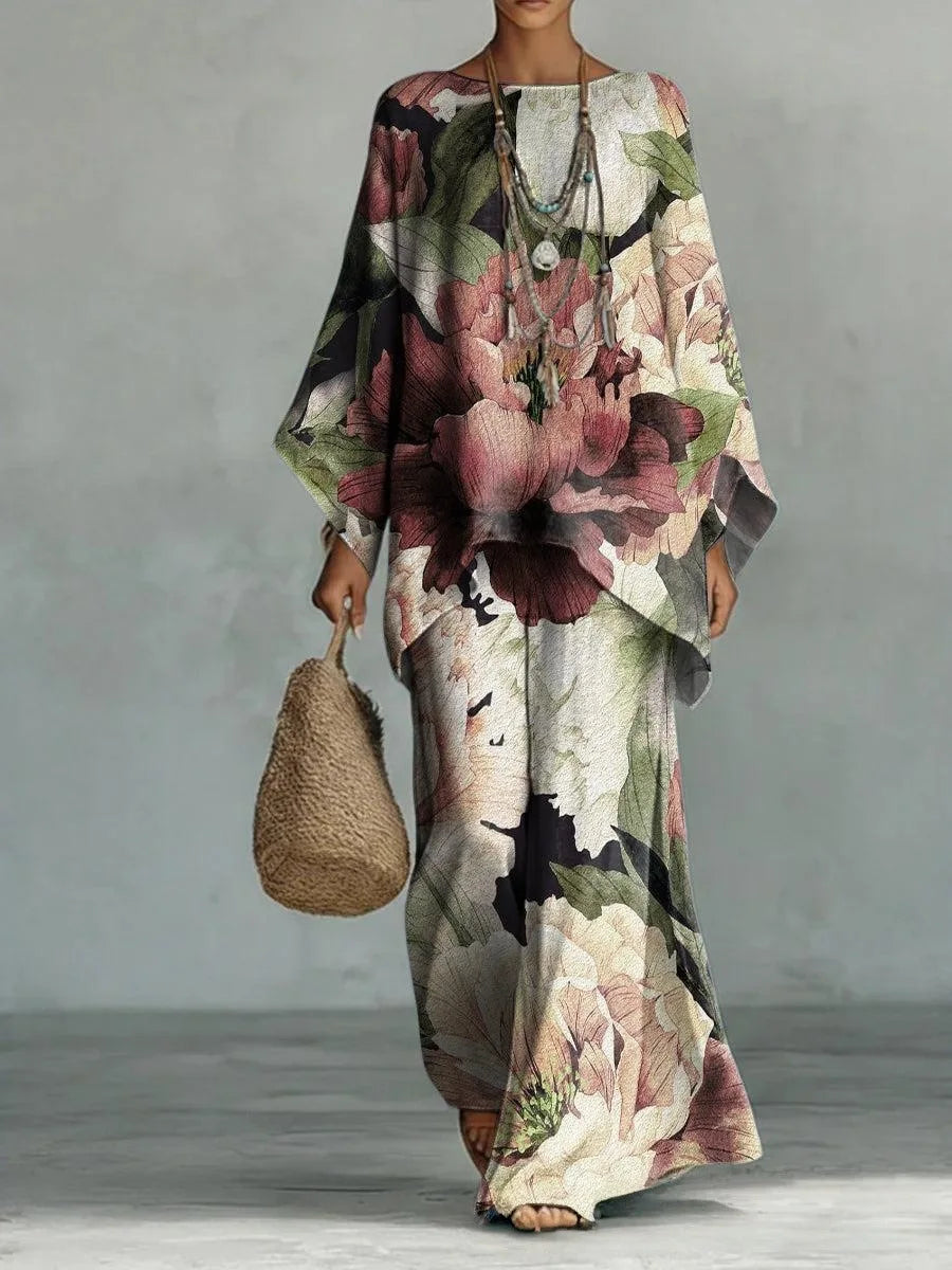 Women's Retro Print Two Piece Set