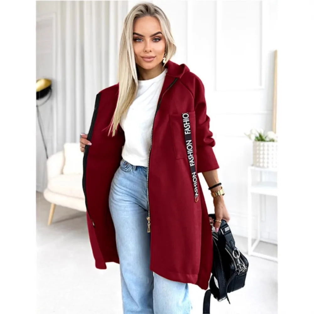 Women's Long Fleece Zip Coat