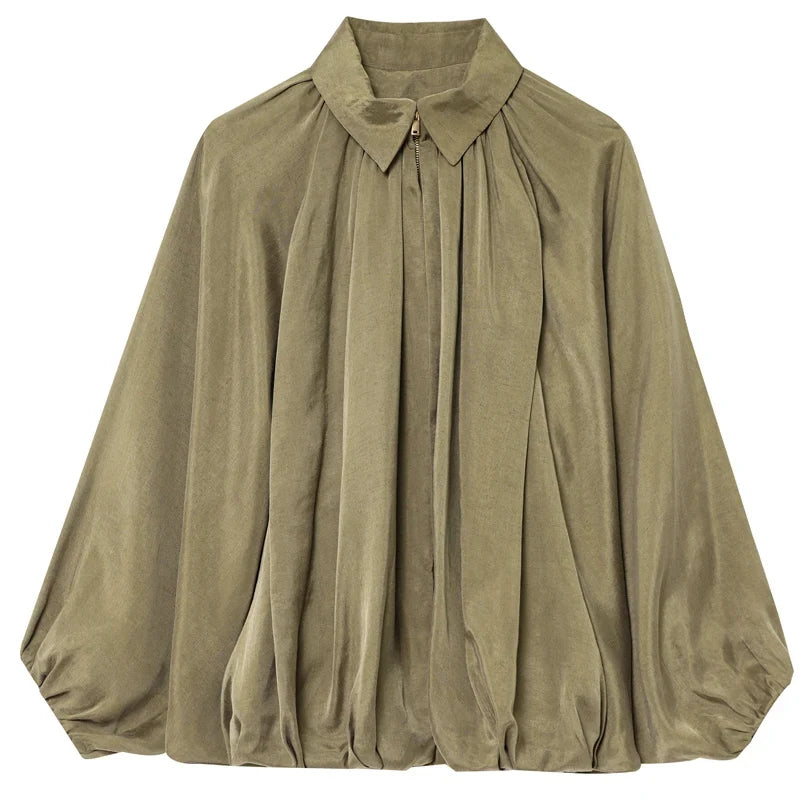 Women's Puff Sleeve Bomber Jacket