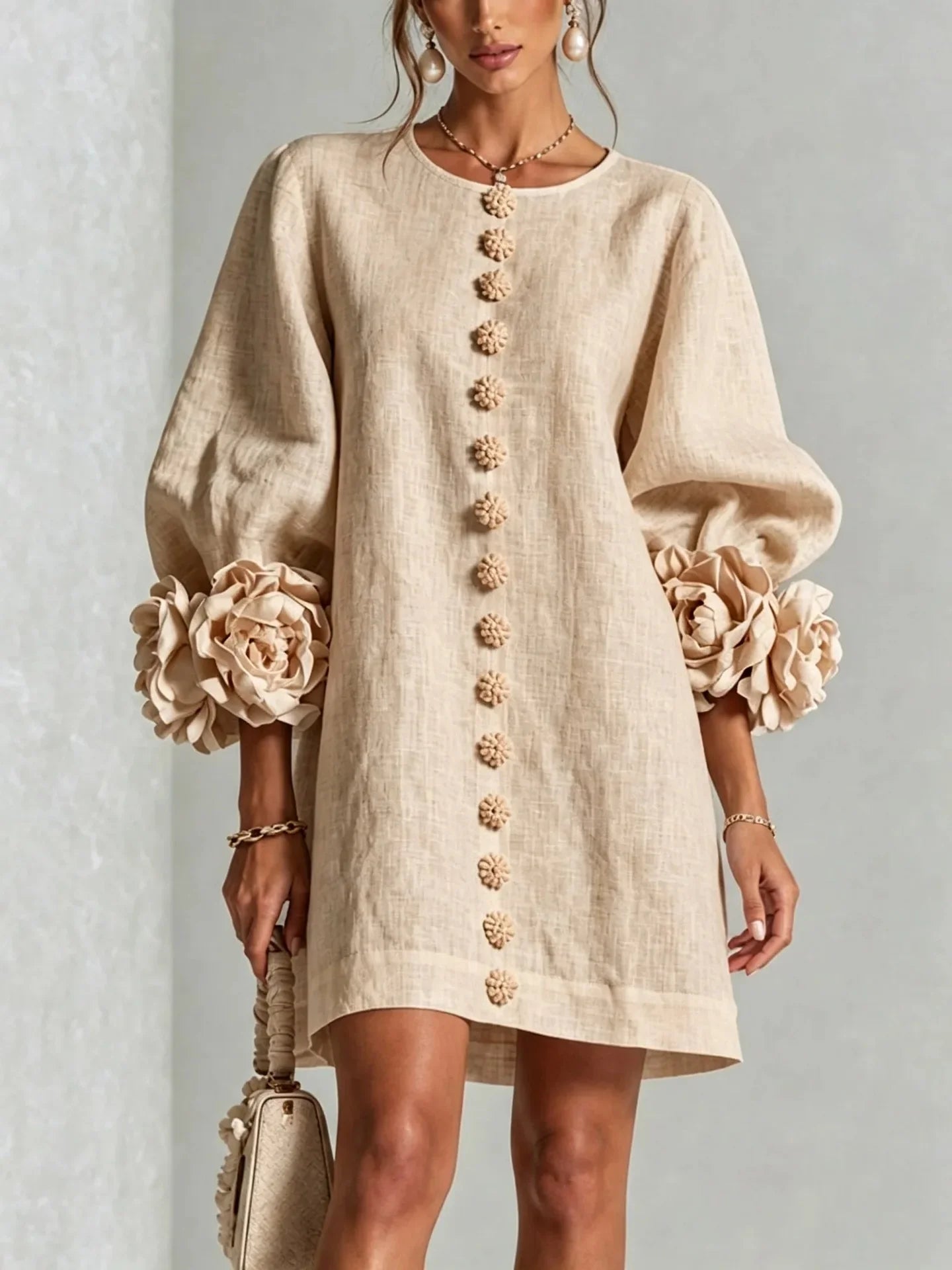 Women's Linen Blend Mini Dress