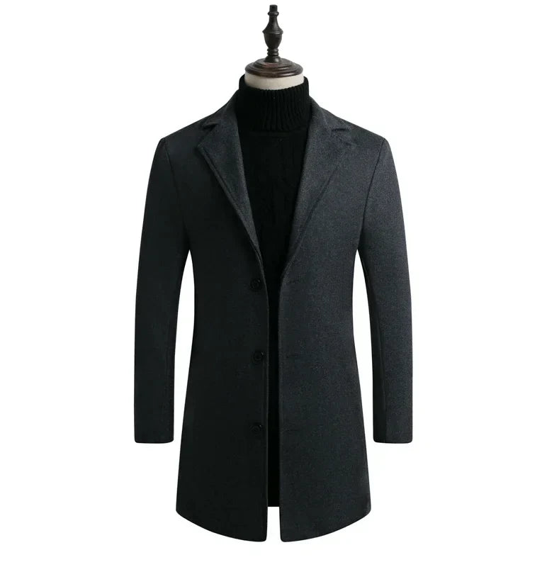 Men's Long Overcoat – Cotton Wool Blend