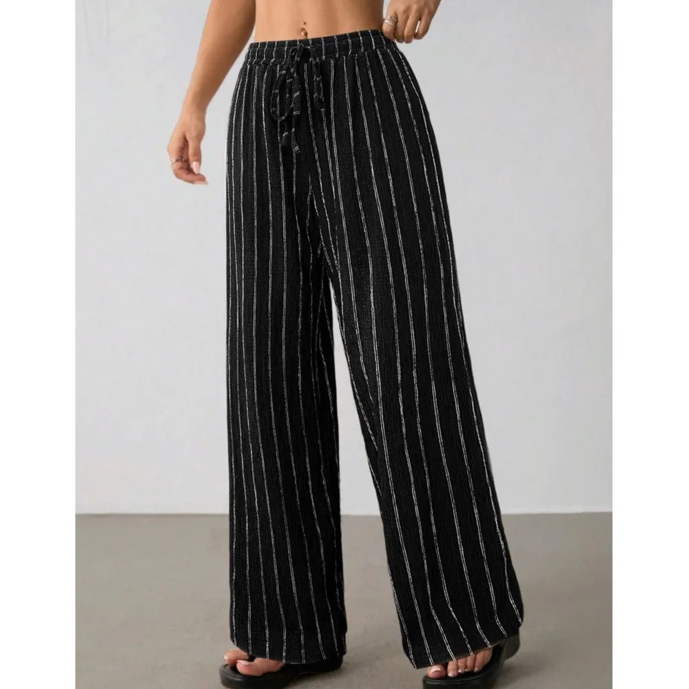 Women's Belted Striped Trousers