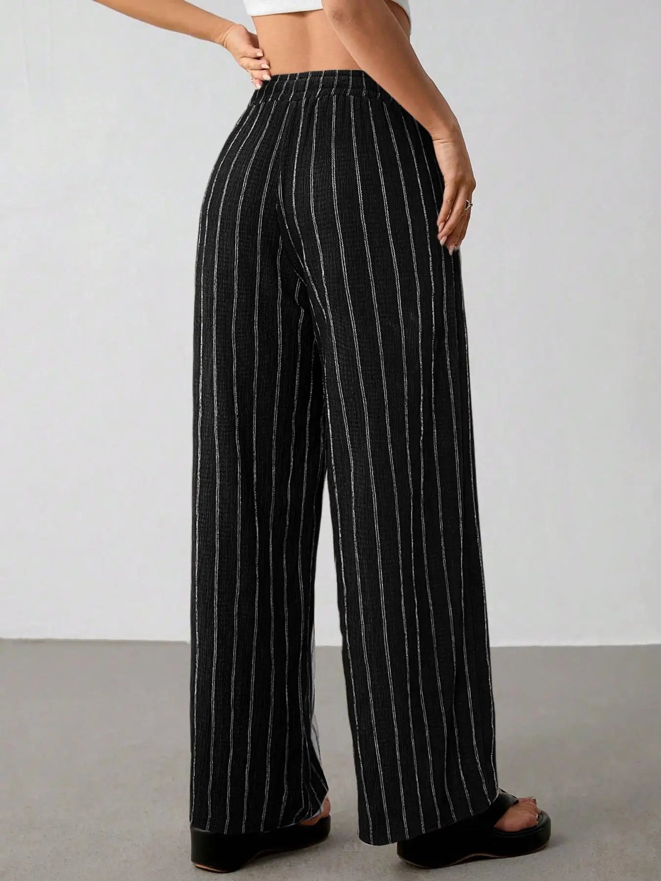 Women's Belted Striped Trousers