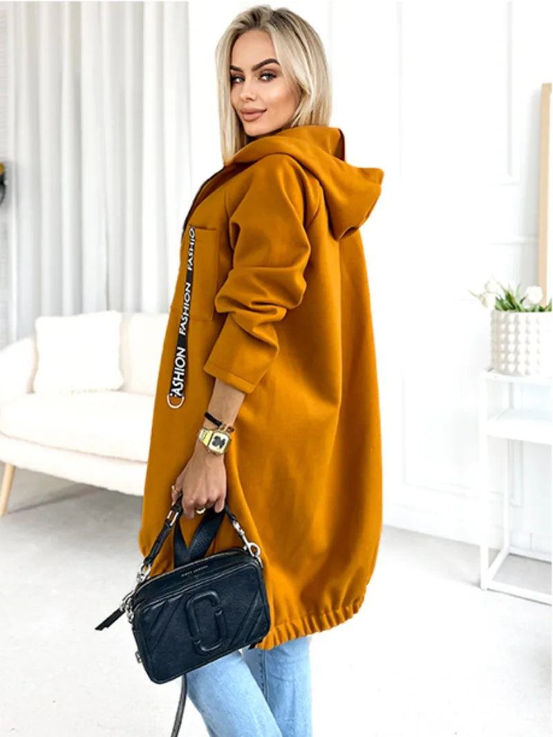 Women's Long Fleece Zip Coat