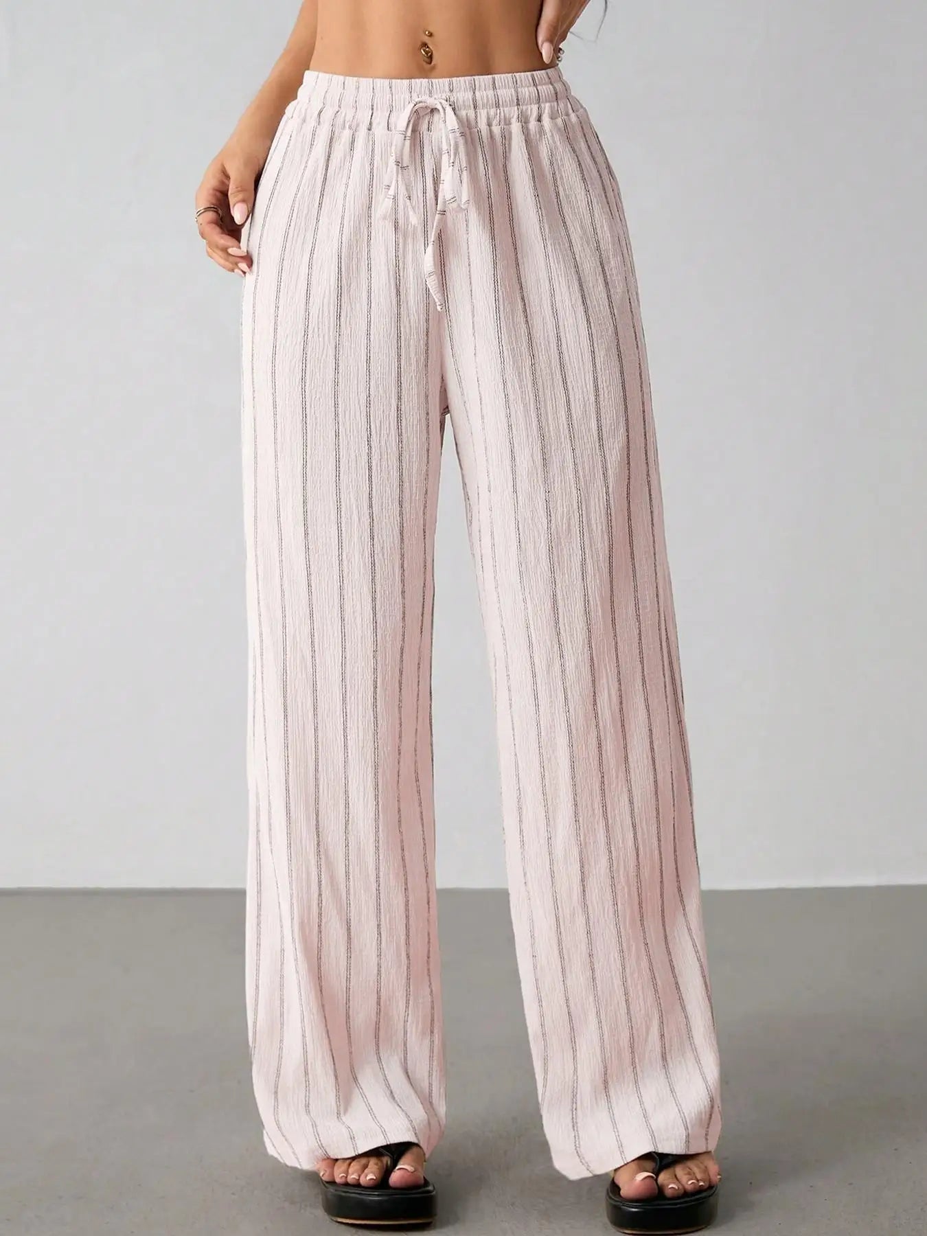 Women's Belted Striped Trousers