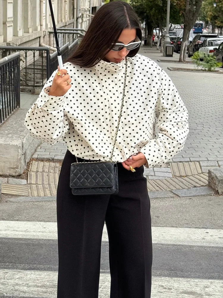 Women's Polka Dot Turtleneck Coat