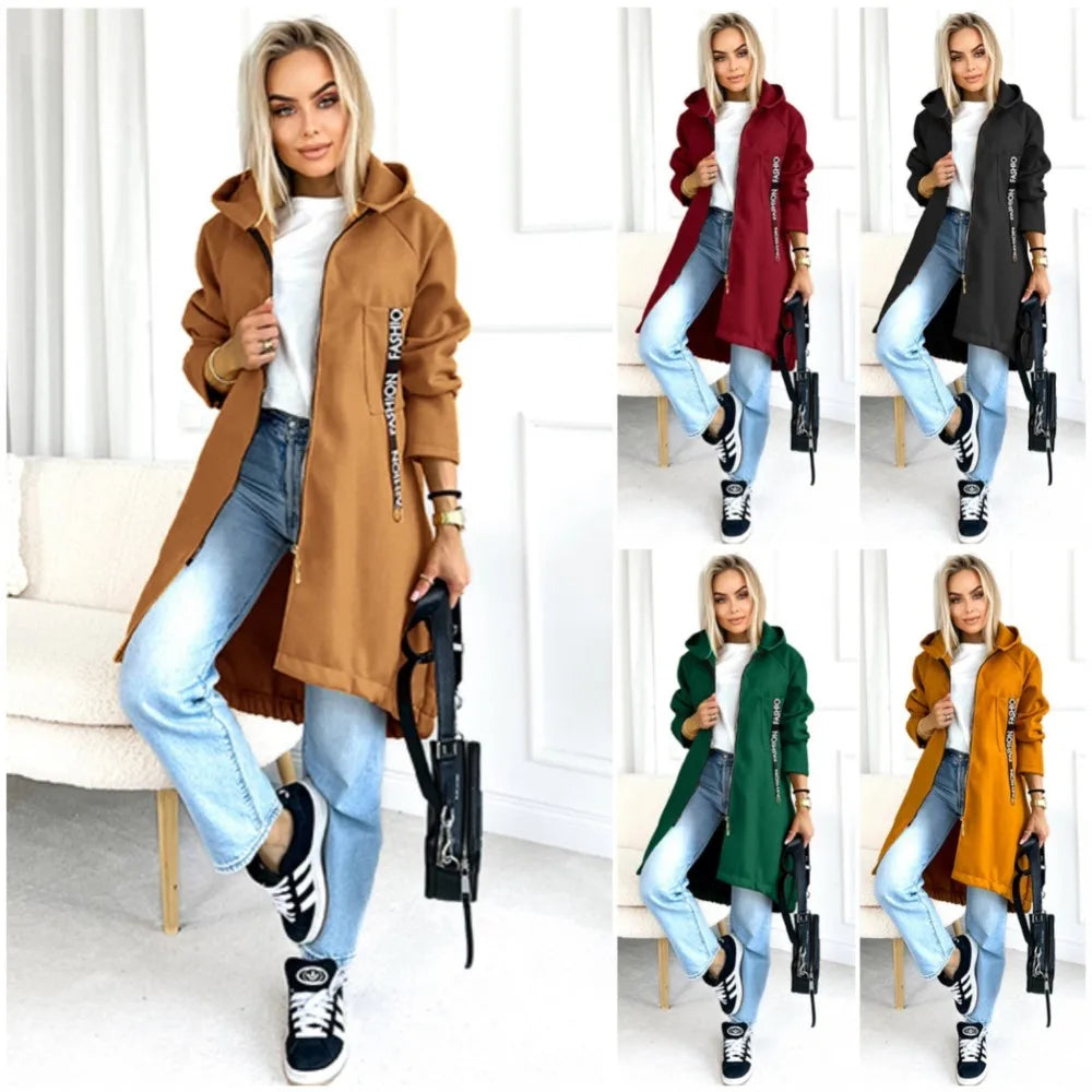 Women's Long Fleece Zip Coat