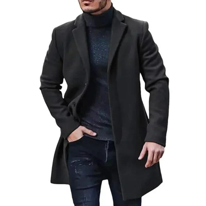 Men's Knitted Longline Coat – Button Front