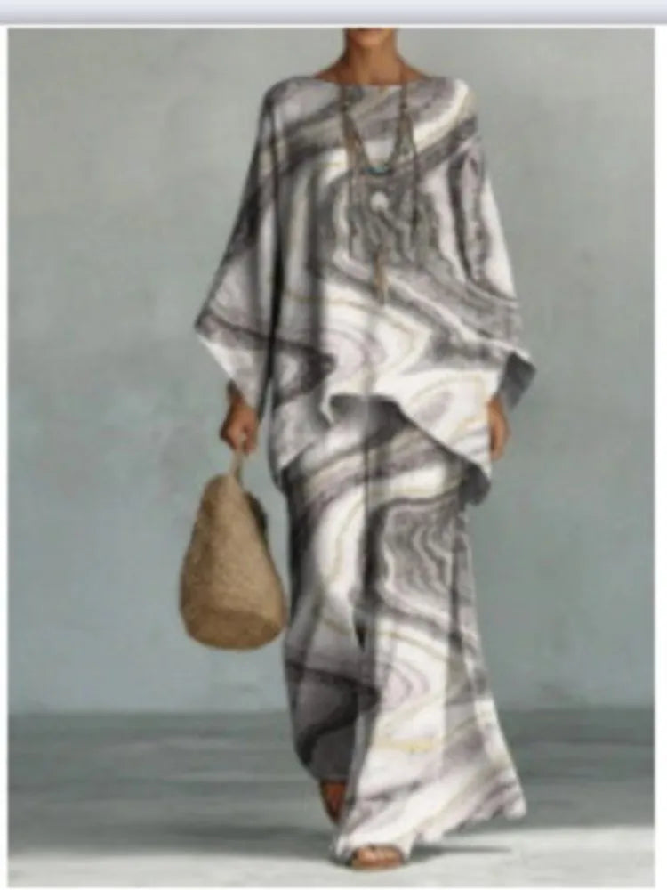 Women's Retro Print Two Piece Set