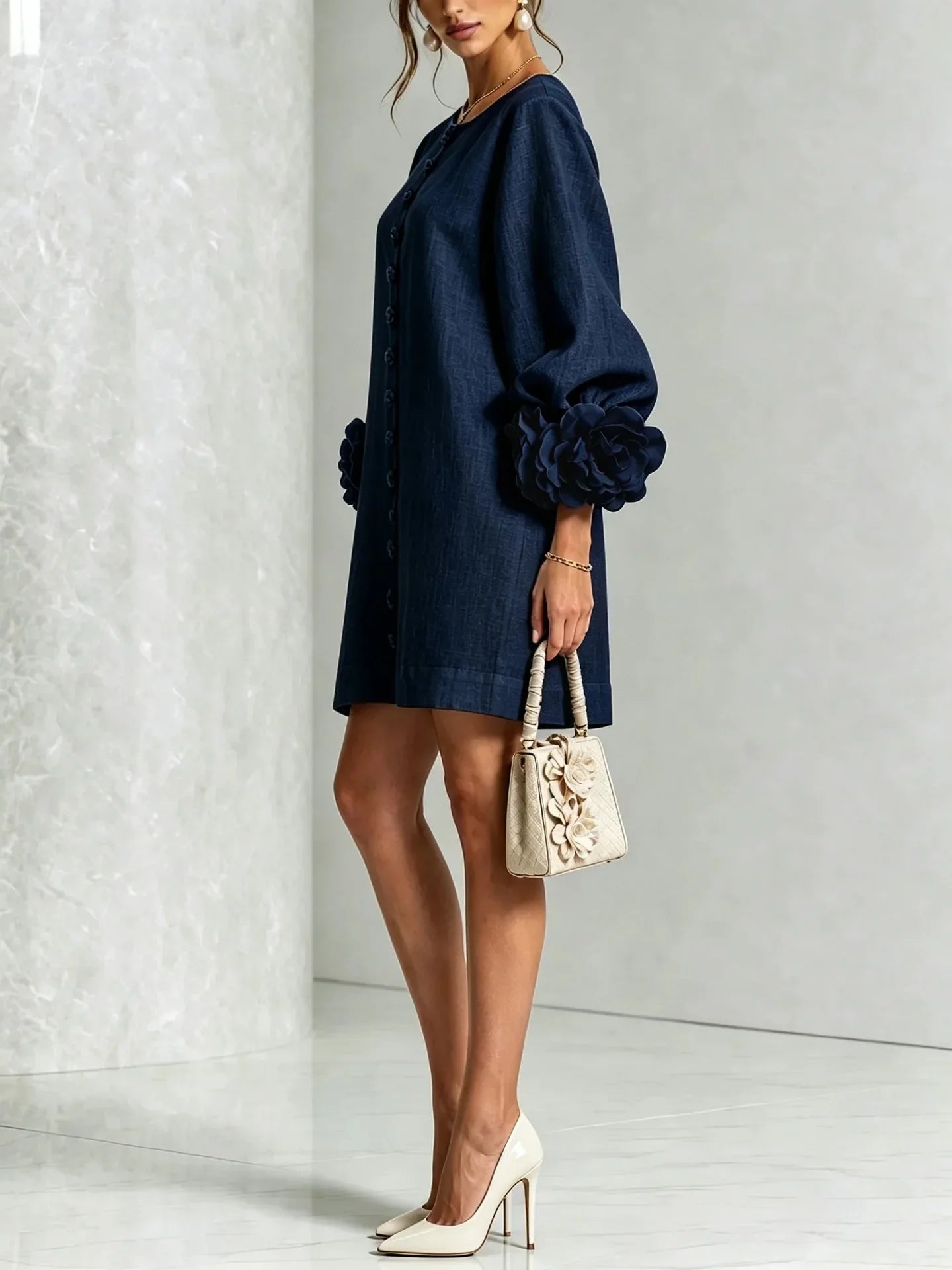 Women's Linen Blend Mini Dress
