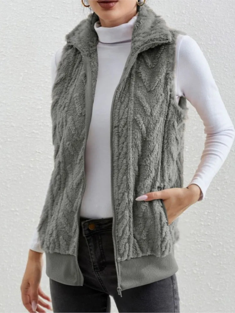 Women's Sleeveless Plush Vest