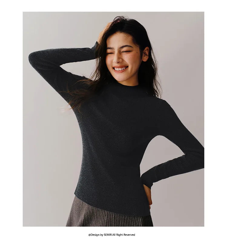 Women's Wool Semi High Neck Knit