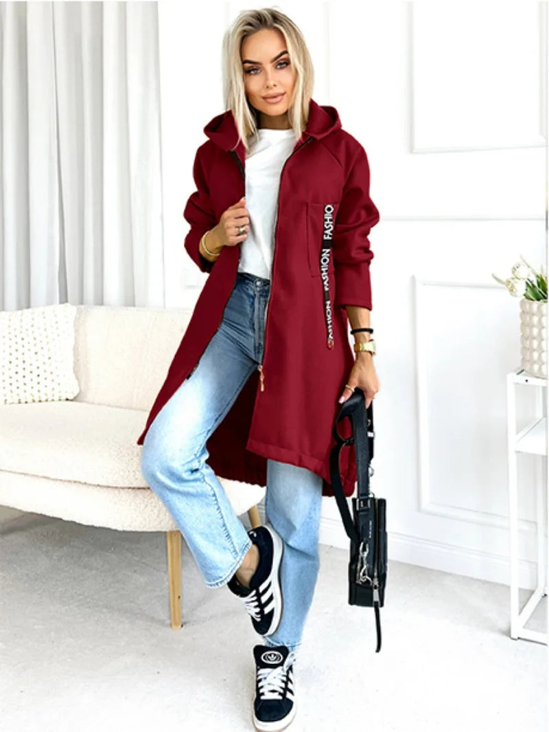 Women's Long Fleece Zip Coat
