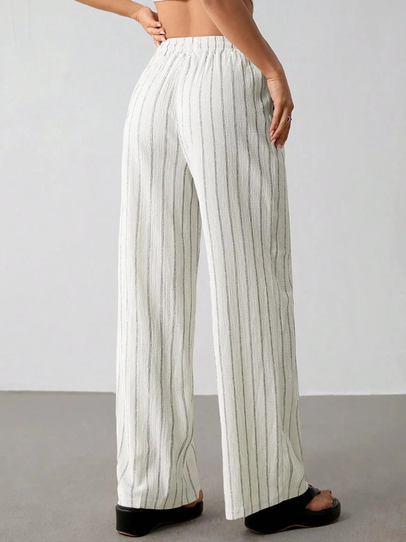Women's Belted Striped Trousers