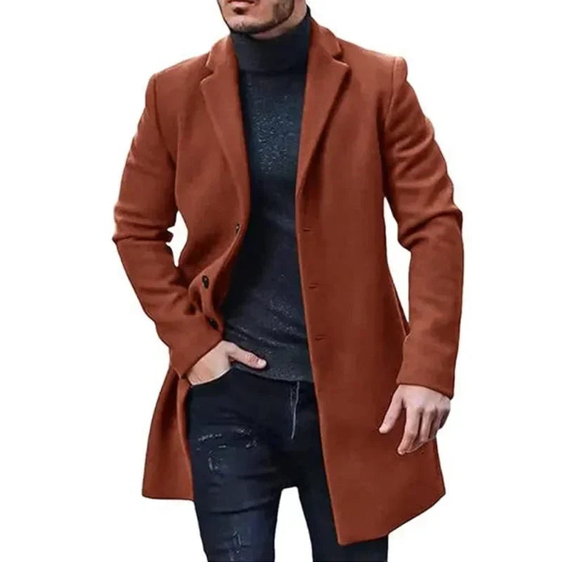 Men's Knitted Longline Coat – Button Front