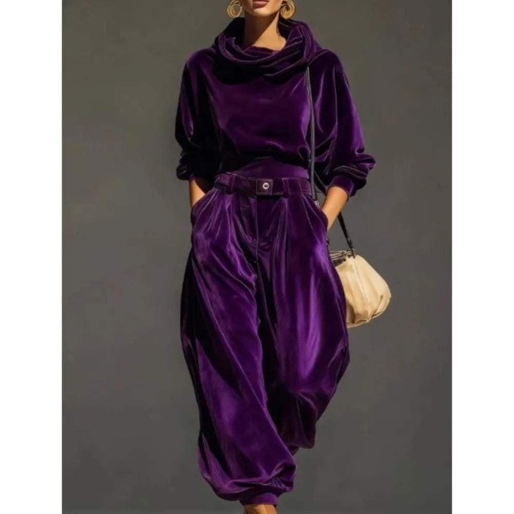 Women's Velvet Two Piece Lounge Set