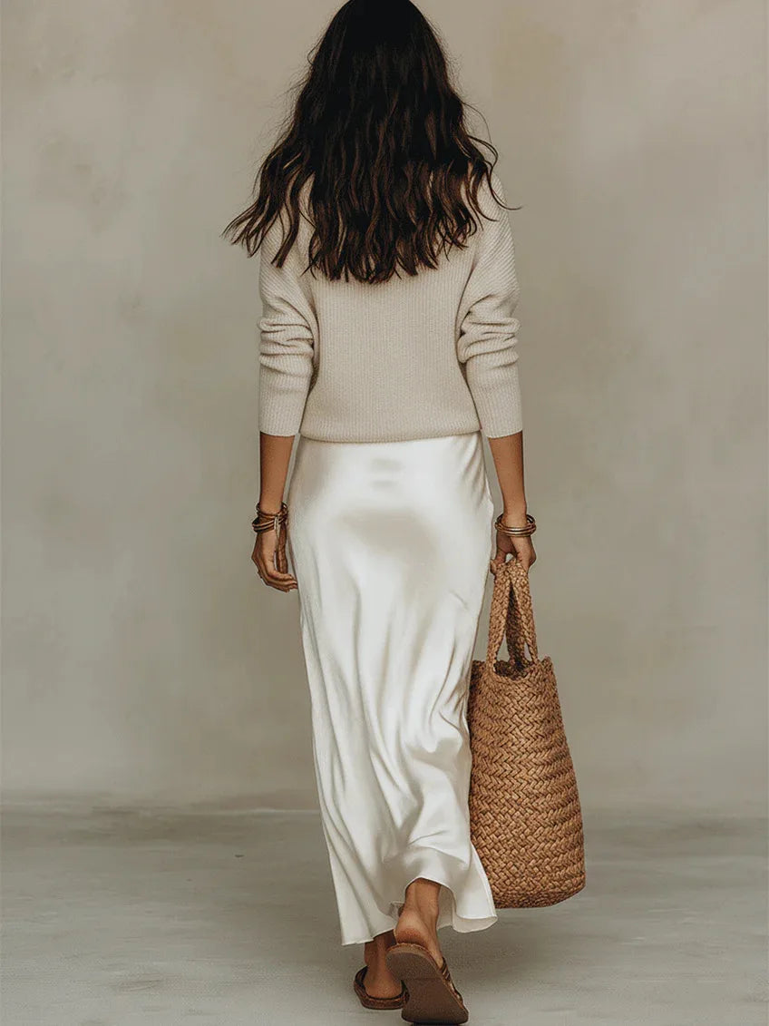 Women's Satin and Knit Two Piece