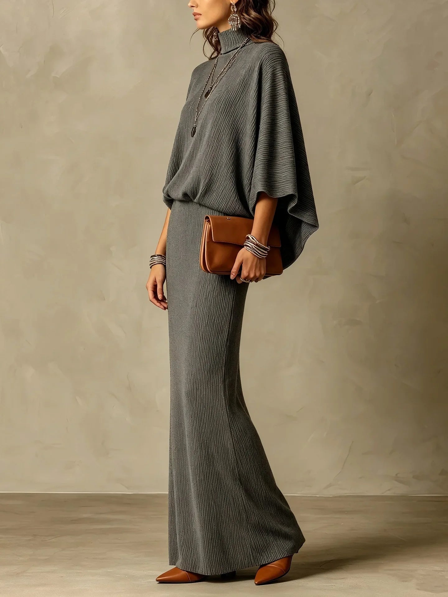 Women's Ribbed Knit Skirt Set